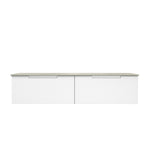 Aulic Perla Mark II wall hung vanity, white V-groove drawers with pure white stone top, front view