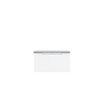 Aulic Perla Mark II white wall hung vanity with V groove fronts and grey top, front view