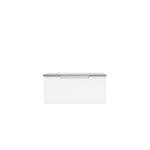 Aulic Perla Mark II 600mm wall hung vanity cabinet, matte white V groove front, no top, front view
