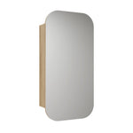 Aulic Vienna 450mm shaving cabinet in Harvest Oak with rounded mirrored door, wall-mounted front view
