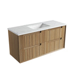 Aulic Voulari 1200mm wall hung vanity in Harvest Oak with white stone-look top and single basin