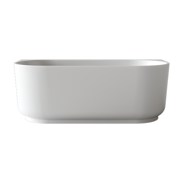 Bao Elegant 1700mm back to wall bath in gloss white, oval acrylic bath shown front-on against a white background