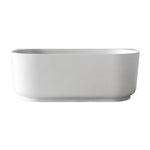 Bao Elegant 1500mm back to wall bath in gloss white, front view, oval acrylic bath with clean curved profile