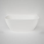 Caroma Contura II matte white back to wall freestanding bath, oval acrylic tub, front view
