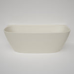 Caroma Contura II back to wall freestanding bath in matte clay, oval acrylic bath with slim rim and no overflow, front view