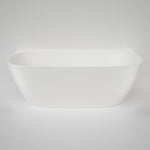 Caroma Contura II matte white back to wall freestanding bath, oval acrylic tub front view