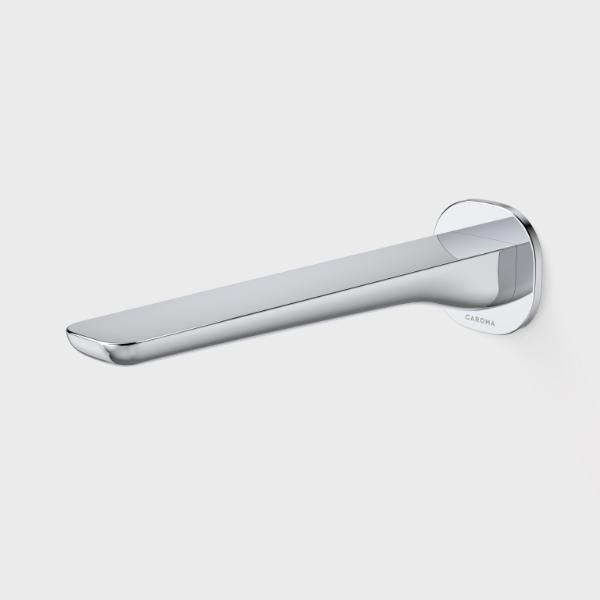 Caroma Contura II chrome wall-mounted basin/bath outlet spout, 220mm reach, side view