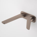 Caroma Contura II wall basin/bath mixer in brushed bronze, wall-mounted with 220mm spout and single lever handle