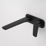 Caroma Contura II matte black wall basin/bath mixer with 220mm spout, wall-mounted