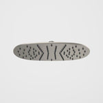 Caroma Contura II 300mm rain shower head in brushed nickel, oval face shown front-on on white background