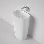 Caroma Contura II white freestanding ceramic basin with oval bowl and wall-mounted mixer tap