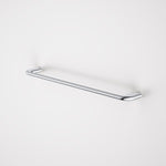 Caroma Contura II chrome single towel rail, 620mm, wall-mounted on white background