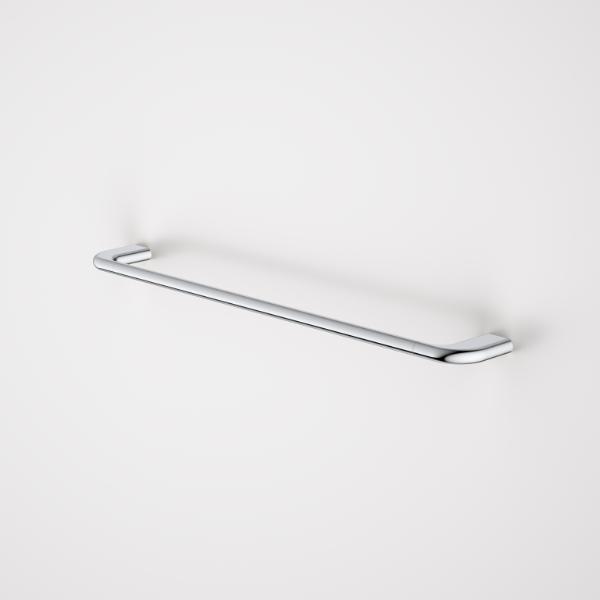 Caroma Contura II chrome single towel rail, 620mm, wall-mounted on white background