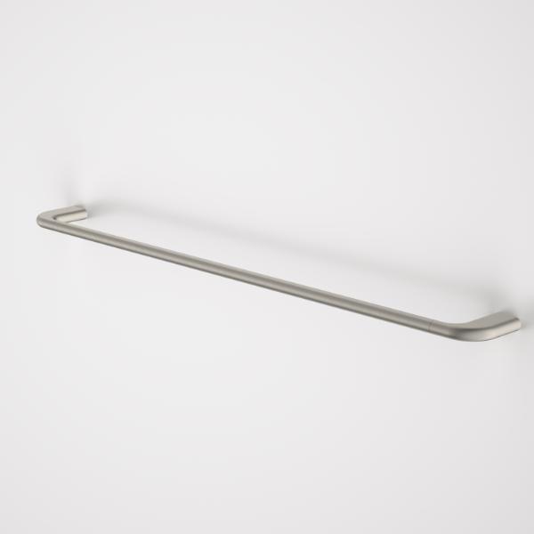 Caroma Contura II single towel rail in brushed nickel, 820mm long, modern wall-mounted bathroom accessory