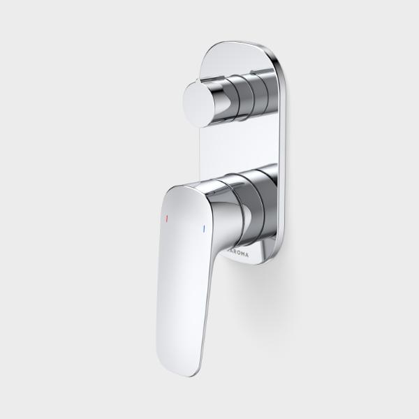 Caroma Contura II chrome wall-mounted bath/shower mixer with diverter, single lever tap on backplate