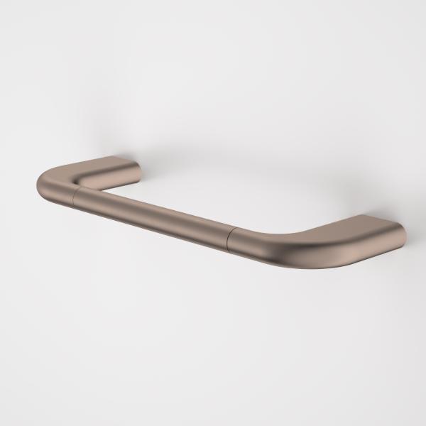 Caroma Contura II brushed bronze hand towel rail, curved wall-mounted metal design