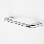 Caroma Contura II chrome hand towel rail with rounded modern shape on white background