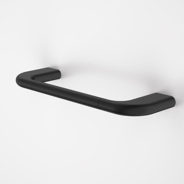 Caroma Contura II matte black hand towel rail with curved organic design, wall-mounted