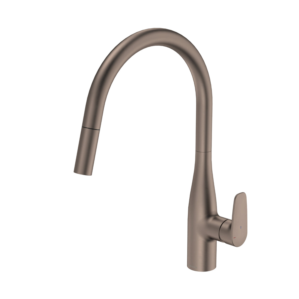 Caroma Contura II pull out sink mixer in brushed bronze, shown in a front view on white background
