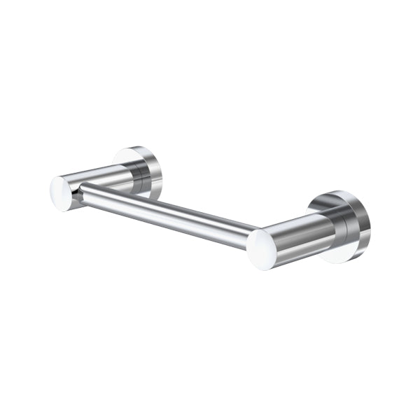 Caroma Cosmo polished chrome metal hand towel rail, 235mm, with round wall plates