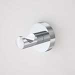 Caroma Cosmo polished chrome robe hook, wall-mounted metal bathroom hook on round backplate