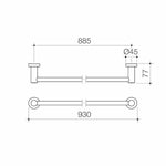 Caroma Cosmo Metal Single Towel Rail Black 930mm Matte Black