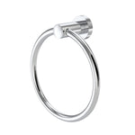 Caroma Cosmo chrome metal towel ring with polished finish and round wall mount, shown on white background