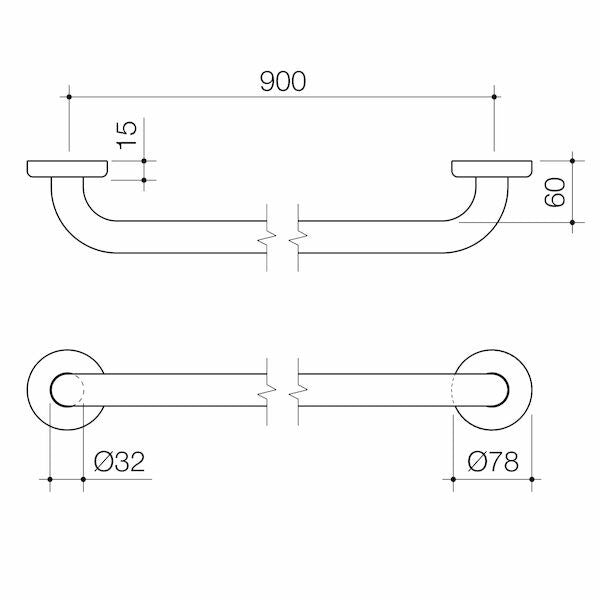 Caroma HomeCare Conventional Grab Rail 900 Straight White
