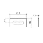 Caroma Invisi Series II oval dual flush plate, technical drawing with dimensions 210 x 110 mm, satin chrome