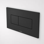 Caroma Invisi Series II rectangular dual flush plate and buttons in matte black, wall-mounted toilet flush button