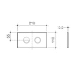 Caroma Invisi Series II round dual flush metal plate and buttons, white, with technical dimensions drawing
