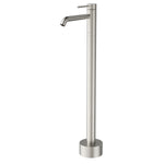 Caroma Liano II floor-mounted bath filler tap in brushed nickel, shown on white background