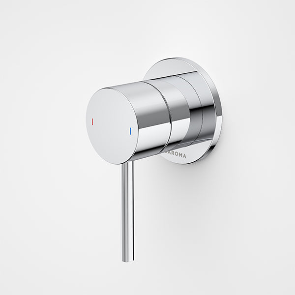 Caroma Liano II chrome bath/shower mixer, wall-mounted round tap with lever handle