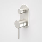 Caroma Liano II wall-mounted bath/shower mixer with diverter in brushed nickel, shown on a white background