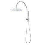 Caroma Liano II Compact twin shower in chrome, with overhead rain shower and hand shower on rail
