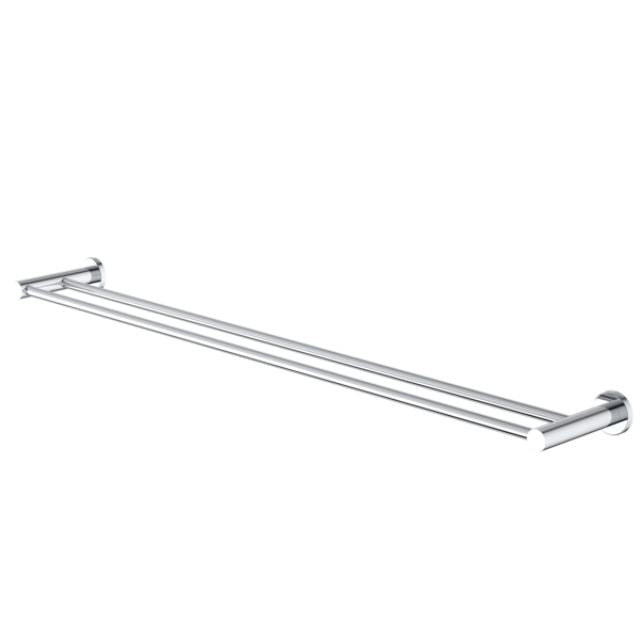 Caroma Liano II double towel rail 840mm in chrome, slim wall-mounted stainless steel bathroom accessory
