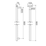Technical drawing of Caroma Liano II vertical heated towel rail, brushed nickel, showing 900mm height and dimensions.