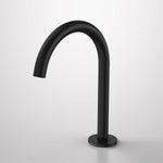 Caroma Liano II matte black hob-mounted swivel basin spout, curved gooseneck design