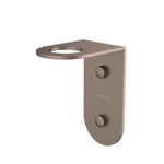 Caroma Liano II soap bottle holder in brushed bronze, wall-mounted bathroom accessory with round shelf and two fixings