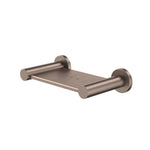 Caroma Liano II brushed bronze soap dish with wall-mounted round brackets, side view on white background