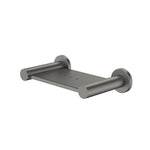 Caroma Liano II gunmetal soap dish with wall-mounted stainless steel shelf and round fixings