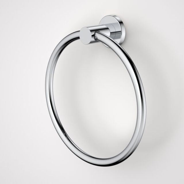 Caroma Liano II chrome towel ring, round wall-mounted bathroom hand towel holder