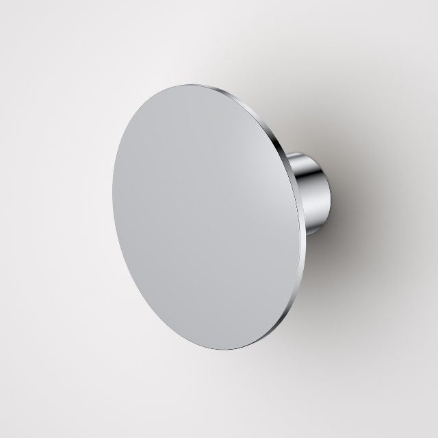 Caroma Liano II large chrome wall hook in round chrome finish, shown front on against a light wall
