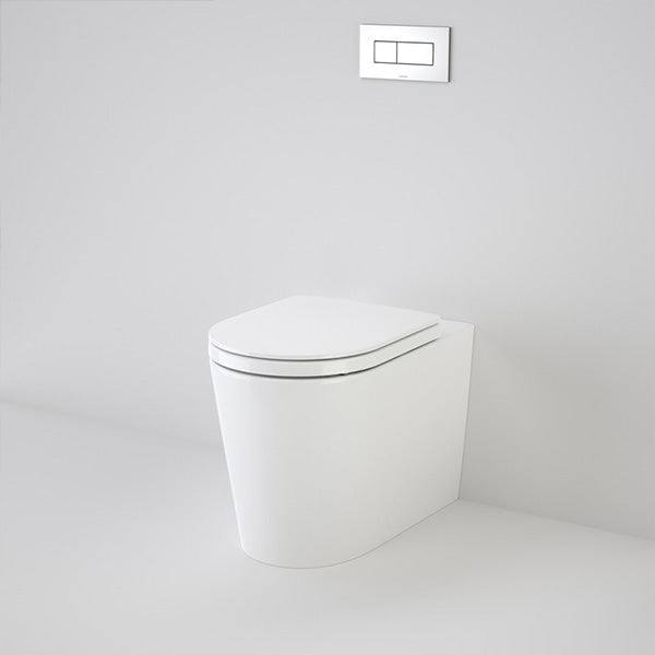 Caroma Liano white wall-faced toilet suite with concealed cistern and flush plate