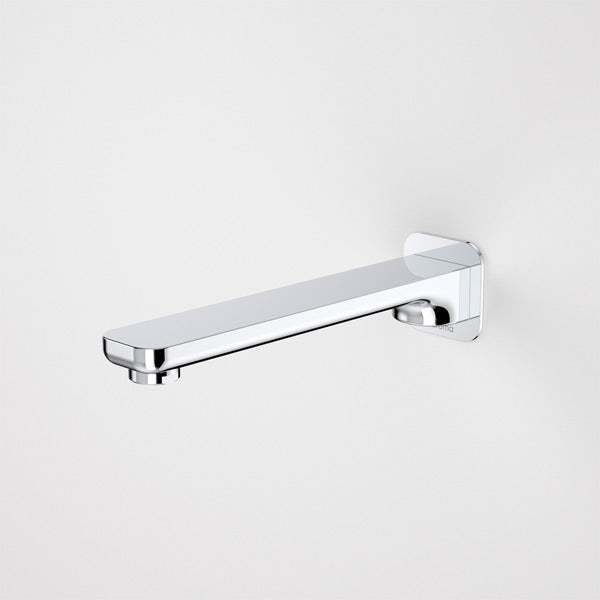 Caroma Luna chrome wall-mounted basin/bath outlet with fixed spout and rounded rectangular profile