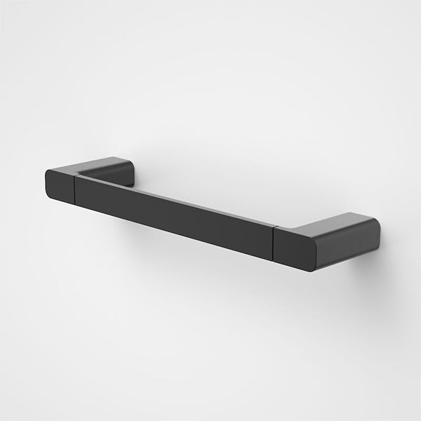 Caroma Luna black hand towel rail 300mm, modern rectangular wall-mounted bathroom accessory