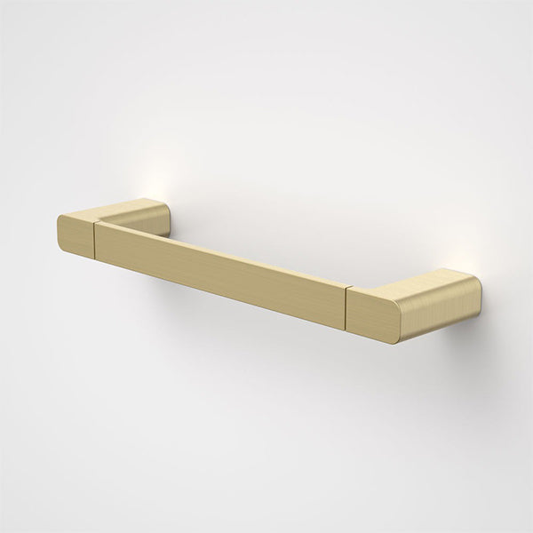 Caroma Luna brushed brass hand towel rail, 300mm, wall-mounted with rounded square ends