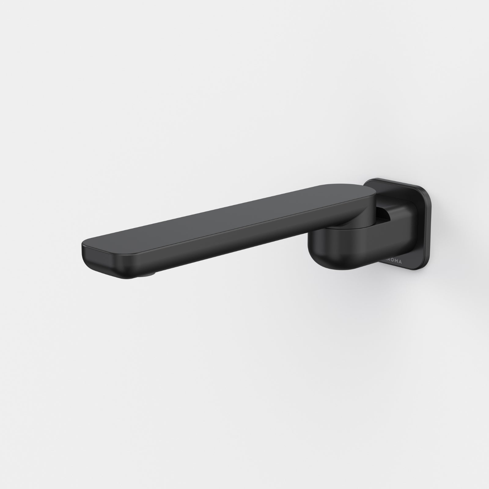 Caroma Luna II swivel bath outlet, satin black wall-mounted spout with long rectangular form