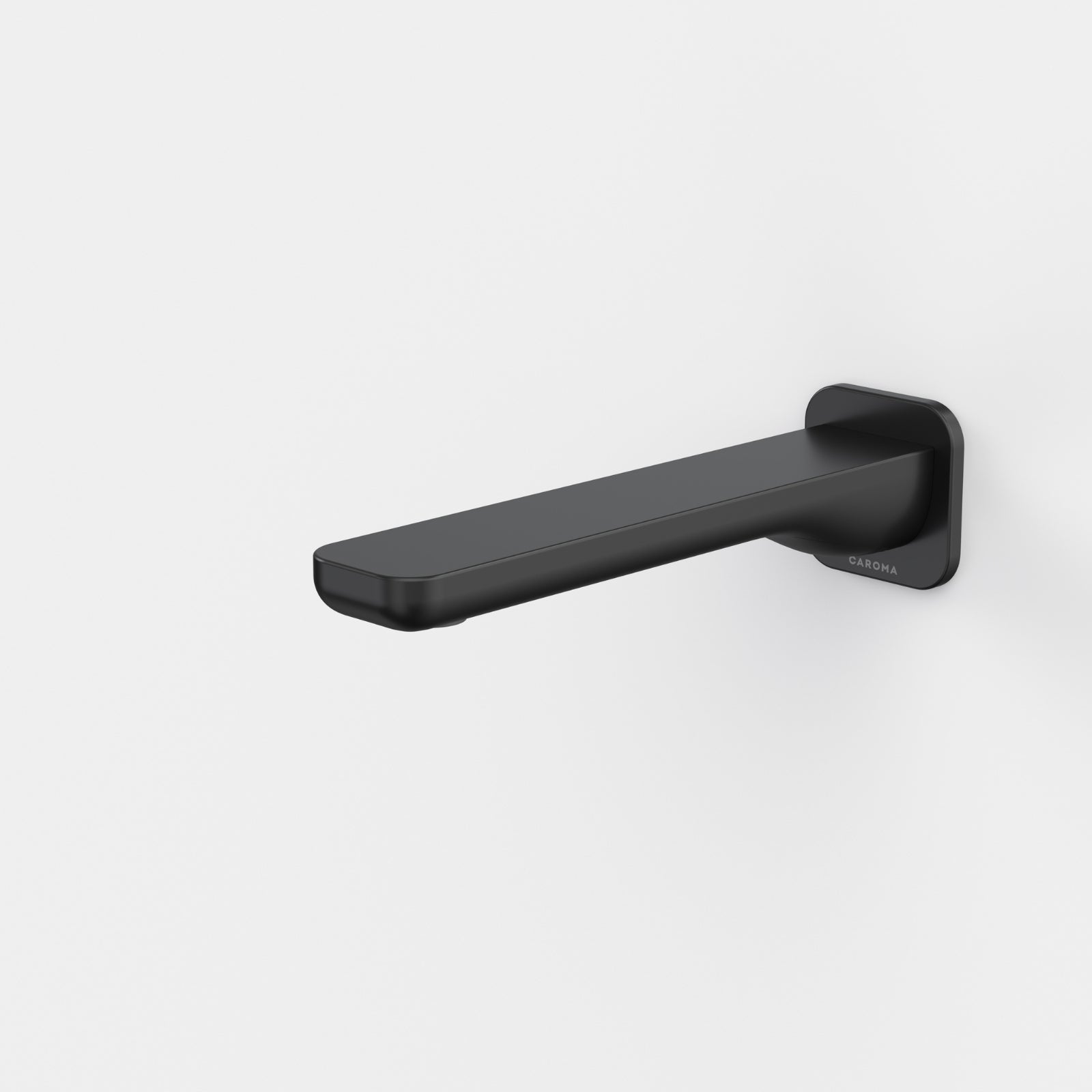 Caroma Luna II wall basin/bath outlet, satin black, wall-mounted spout with square backplate