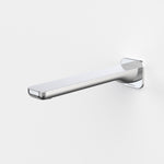 Caroma Luna II wall basin/bath outlet, chrome, modern rectangular wall spout with rounded edges and wall plate